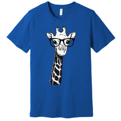 Giraffe With Glasses Gift For Zoo Animal Lovers Premium T-Shirt