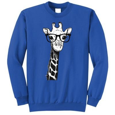 Giraffe With Glasses Gift For Zoo Animal Lovers Tall Sweatshirt