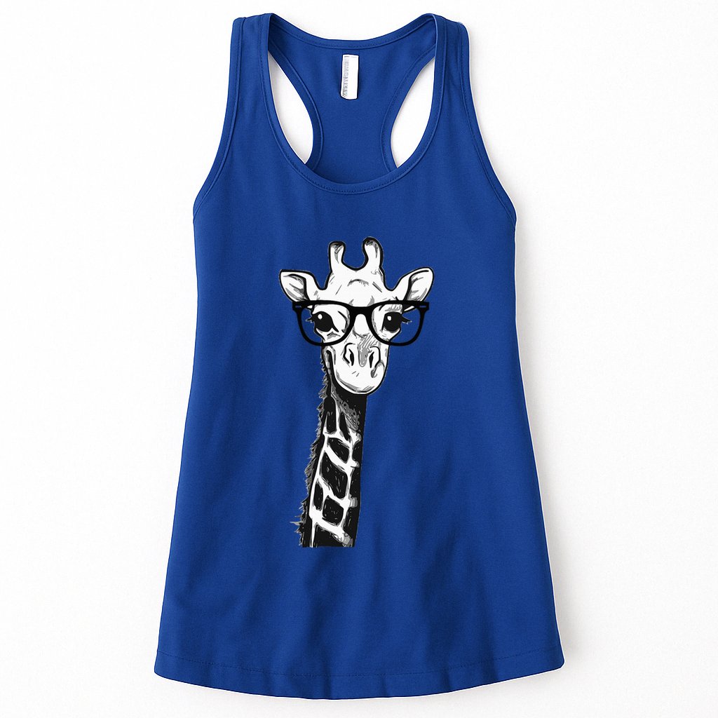 Giraffe With Glasses Gift For Zoo Animal Lovers Womens Tank Top