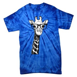 Giraffe With Glasses Gift For Zoo Animal Lovers Tie-Dye T-Shirt