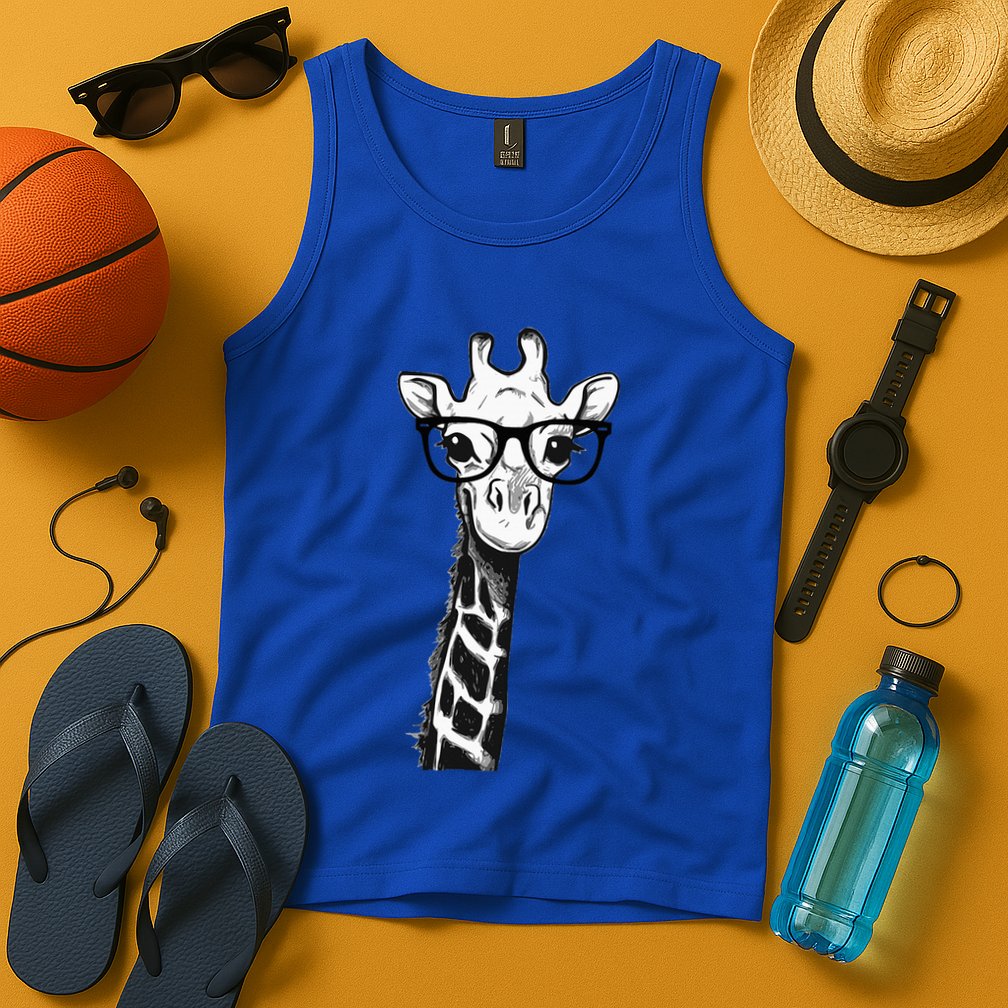 Giraffe With Glasses Gift For Zoo Animal Lovers Tank Top
