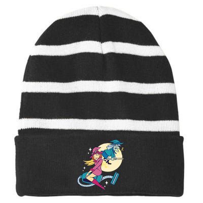 Grandma Witch Striped Beanie with Solid Band