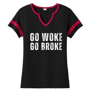 Go Woke Go Broke Ladies Halftime Notch Neck Tee