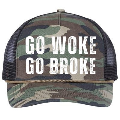 Go Woke Go Broke Retro Rope Trucker Hat Cap