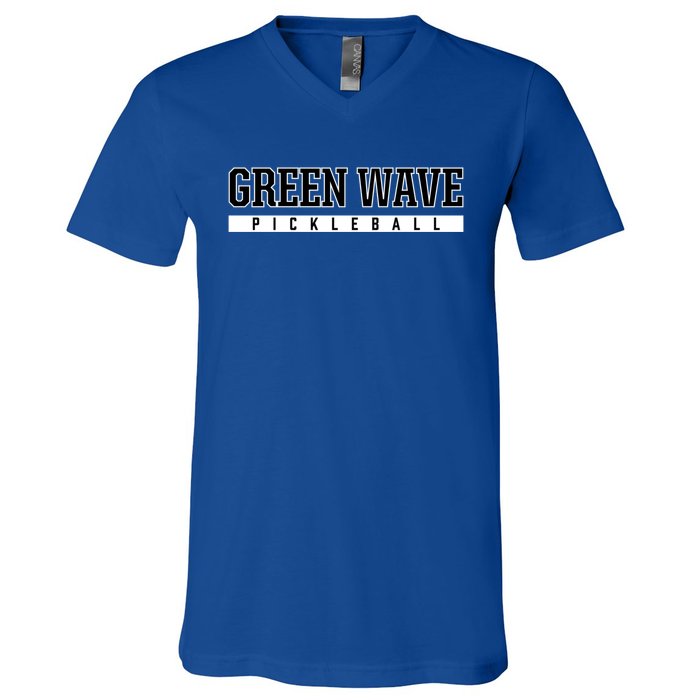 Green Wave Gallatin High School Pickleball Gift V-Neck T-Shirt