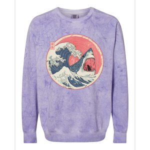 Great Wave Great White Shark Traditional Painting Colorblast Crewneck Sweatshirt