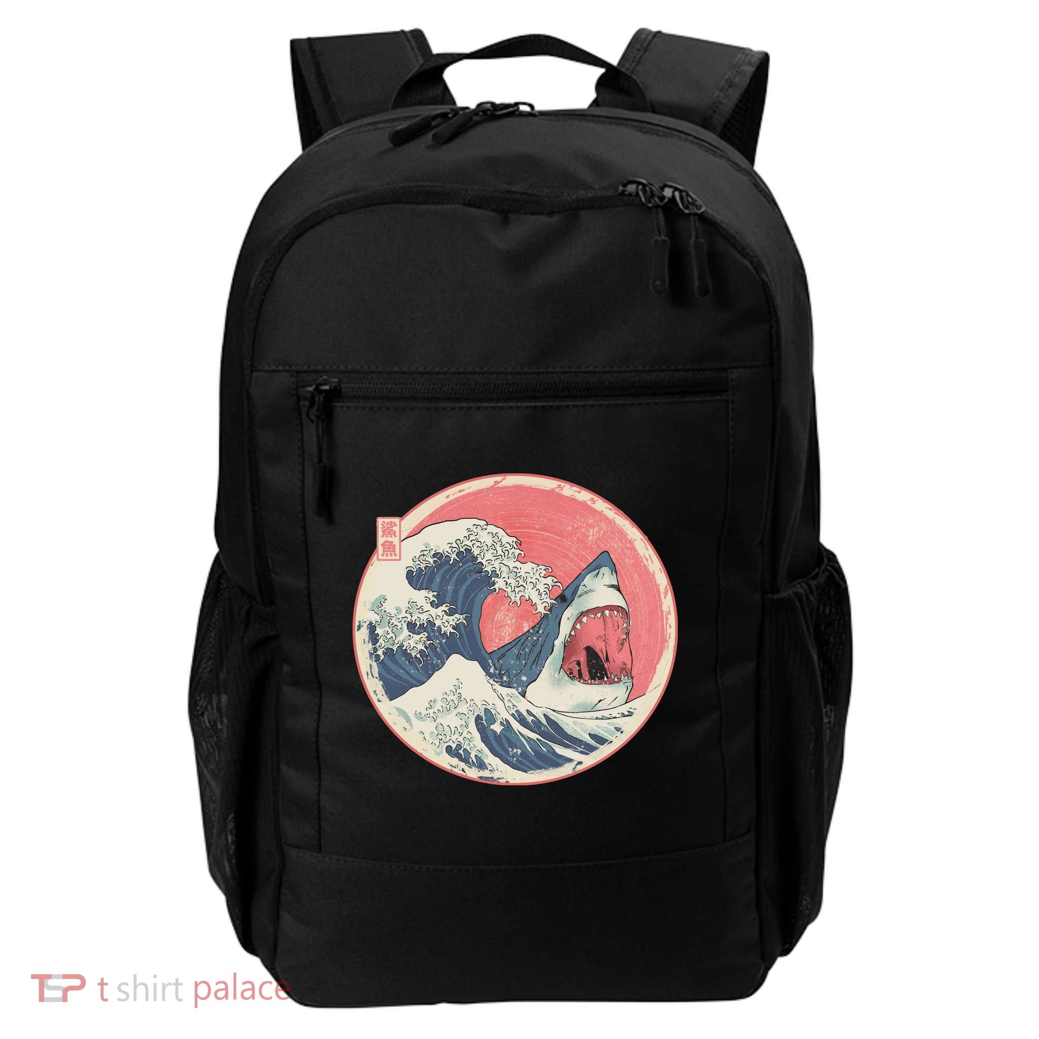 Great Wave Great White Shark Traditional Painting Daily Commute Backpack