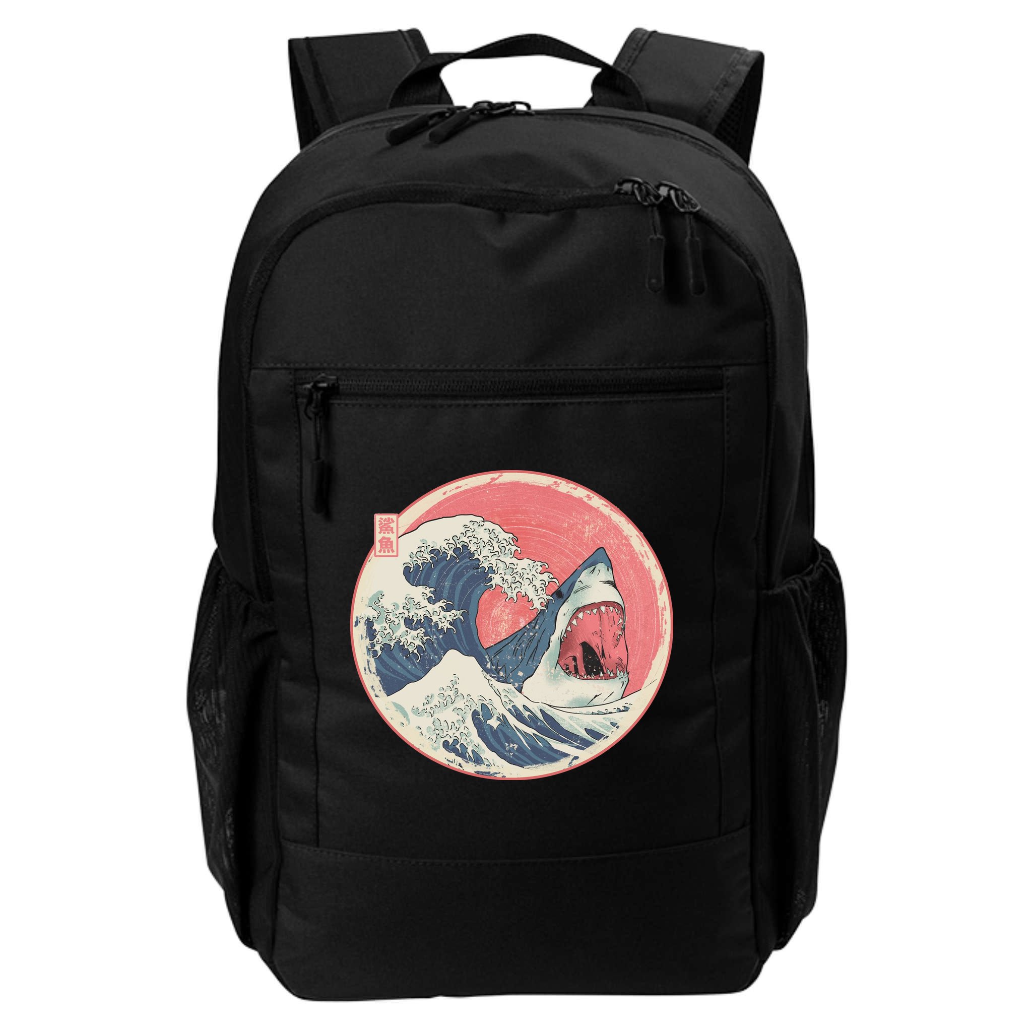 Great Wave Great White Shark Traditional Painting Backpack