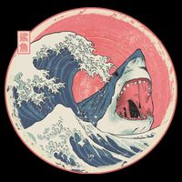 Great Wave Great White Shark Traditional Painting Backpack