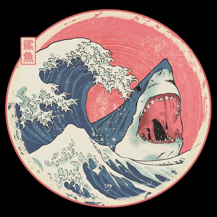 Great Wave Great White Shark Traditional Painting Backpack