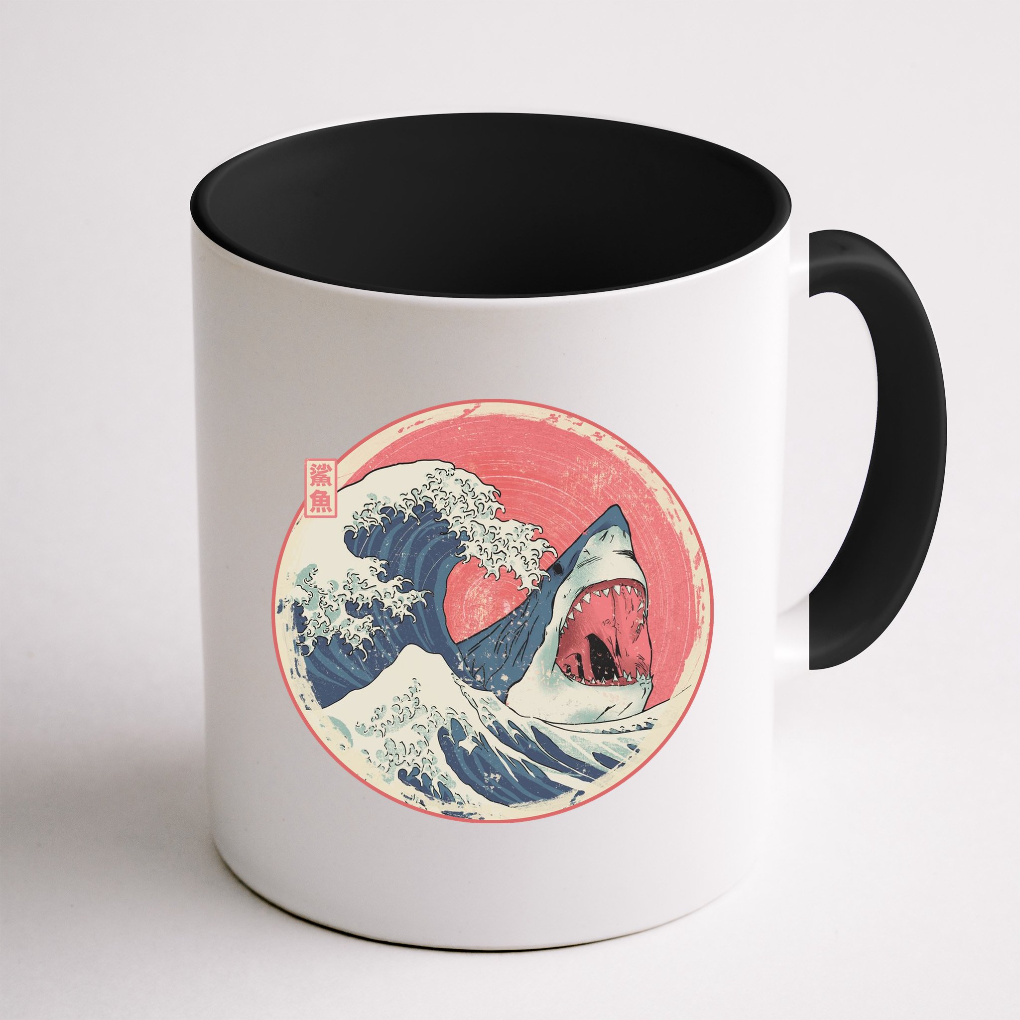 Great Wave Great White Shark Traditional Painting Mug