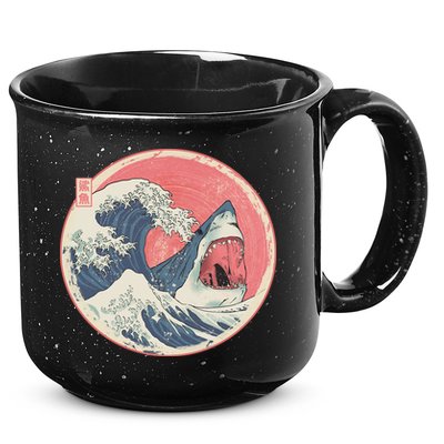 Great Wave Great White Shark Traditional Painting 15oz Campfire Ceramic Mug