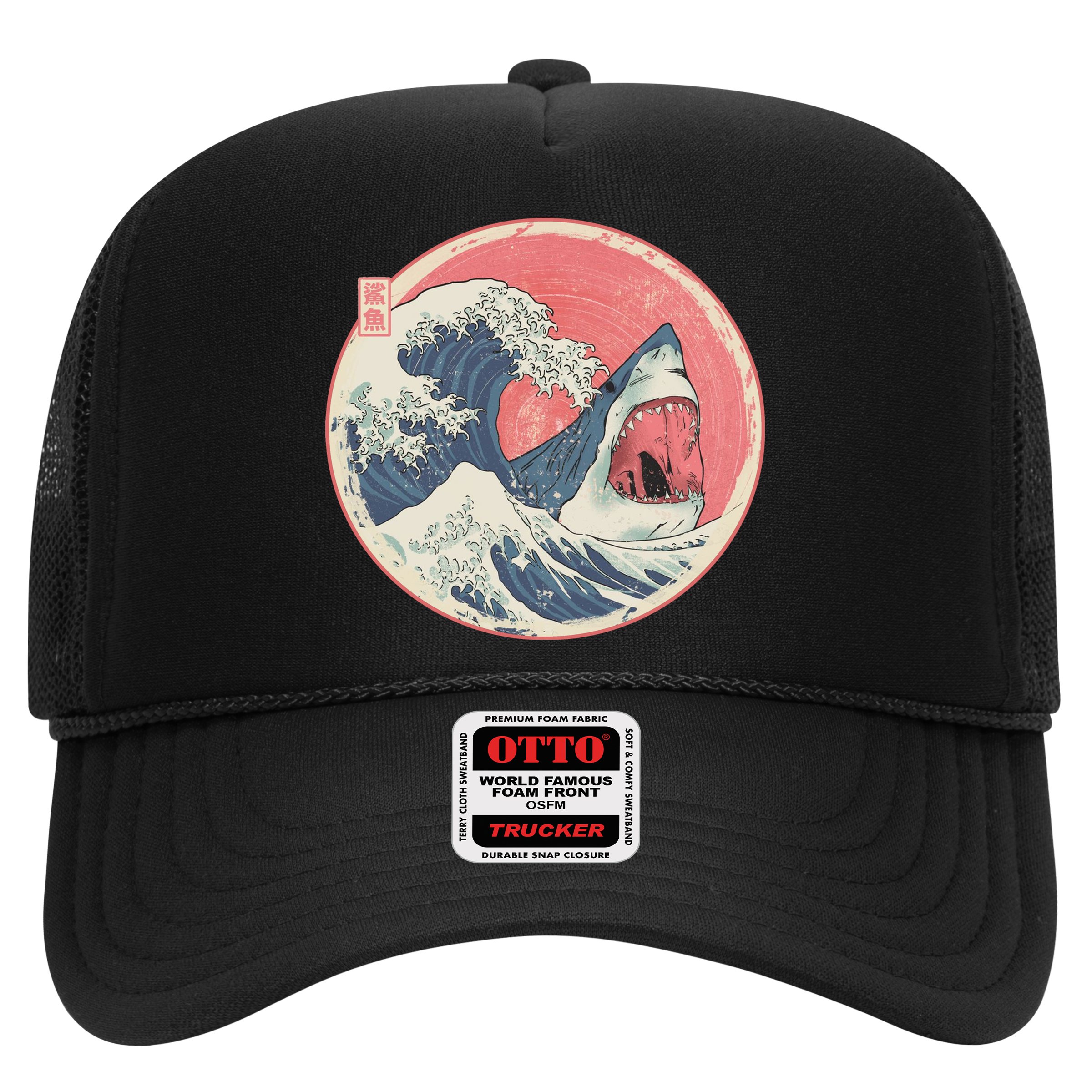 Great Wave Great White Shark Traditional Painting Hat