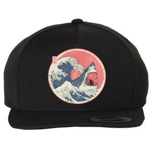 Great Wave Great White Shark Traditional Painting Wool Snapback Cap