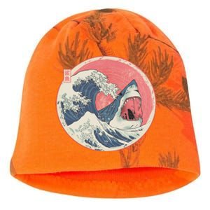 Great Wave Great White Shark Traditional Painting Kati - Camo Knit Beanie