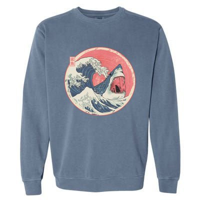 Great Wave Great White Shark Traditional Painting Garment-Dyed Sweatshirt