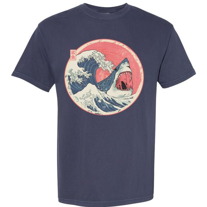 Great Wave Great White Shark Traditional Painting Garment-Dyed Heavyweight T-Shirt