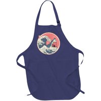 Great Wave Great White Shark Traditional Painting Full-Length Apron With Pockets