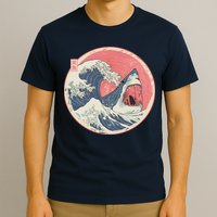 Great Wave Great White Shark Traditional Painting T-Shirt