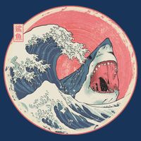 Great Wave Great White Shark Traditional Painting T-Shirt
