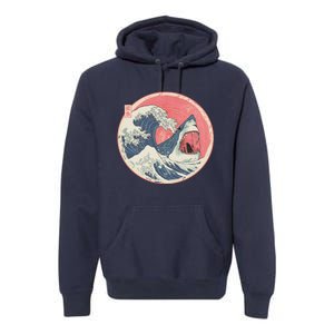 Great Wave Great White Shark Traditional Painting Premium Hoodie