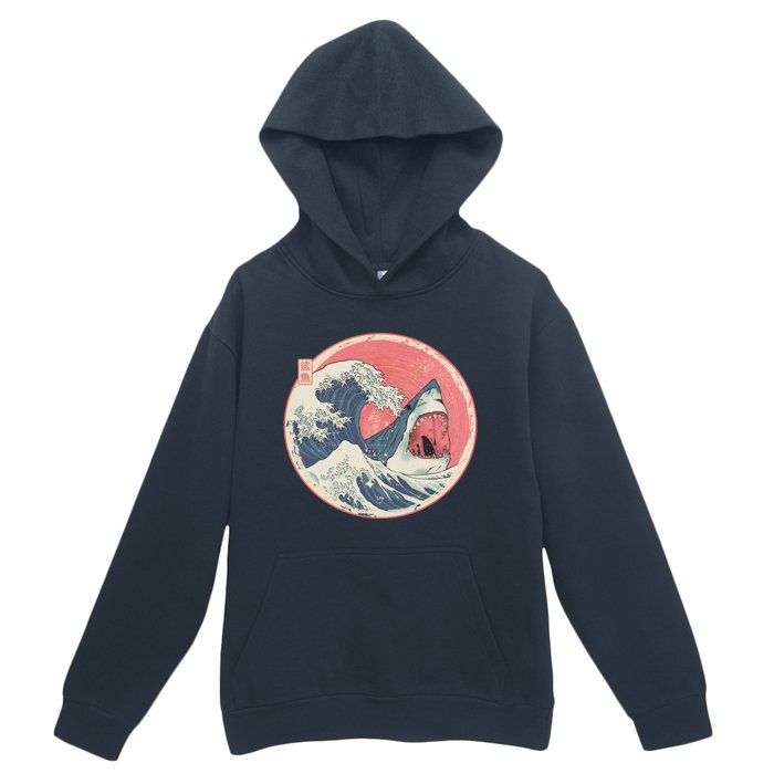 Great Wave Great White Shark Traditional Painting Urban Pullover Hoodie