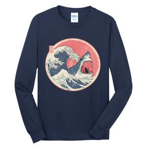 Great Wave Great White Shark Traditional Painting Tall Long Sleeve T-Shirt