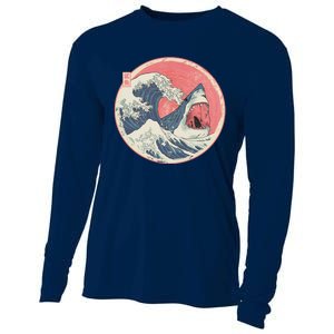 Great Wave Great White Shark Traditional Painting Cooling Performance Long Sleeve Crew