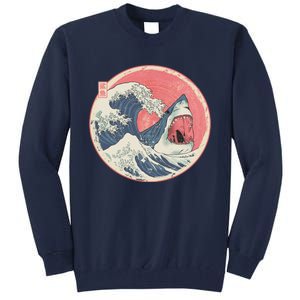 Great Wave Great White Shark Traditional Painting Tall Sweatshirt