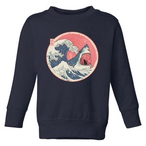 Great Wave Great White Shark Traditional Painting Toddler Sweatshirt