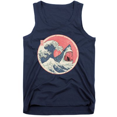 Great Wave Great White Shark Traditional Painting Tank Top