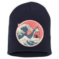 Great Wave Great White Shark Traditional Painting Short Acrylic Beanie