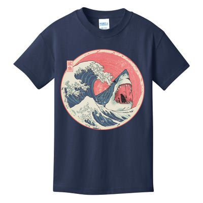 Great Wave Great White Shark Traditional Painting Kids T-Shirt