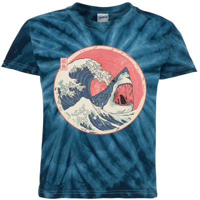 Great Wave Great White Shark Traditional Painting Kids Tie-Dye T-Shirt