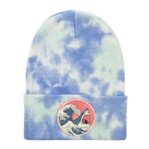 Great Wave Great White Shark Traditional Painting Tie Dye 12in Knit Beanie