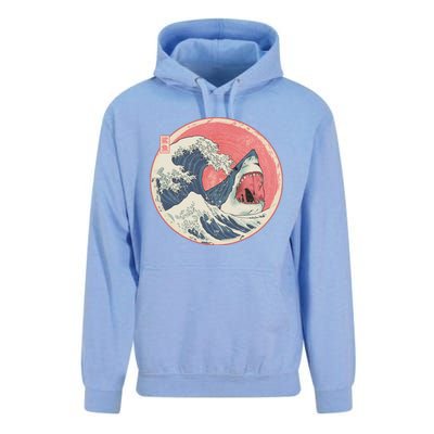 Great Wave Great White Shark Traditional Painting Unisex Surf Hoodie