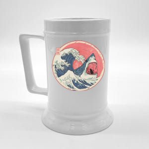 Great Wave Great White Shark Traditional Painting Beer Stein