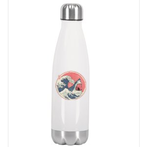 Great Wave Great White Shark Traditional Painting Stainless Steel Insulated Water Bottle