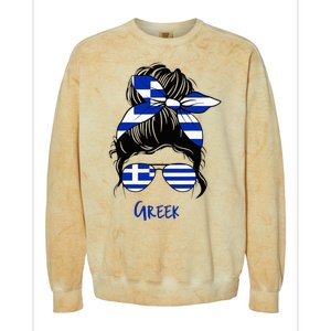 Greek Woman Greece Girl Flag Colorblast Crewneck Sweatshirt