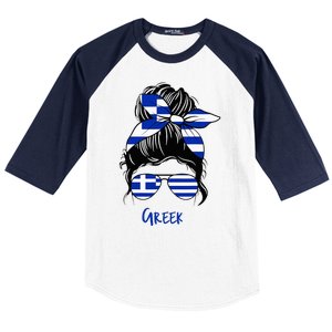 Greek Woman Greece Girl Flag Baseball Sleeve Shirt