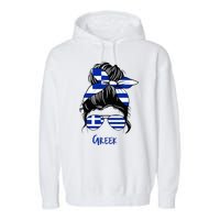 Greek Woman Greece Girl Flag Garment-Dyed Fleece Hoodie