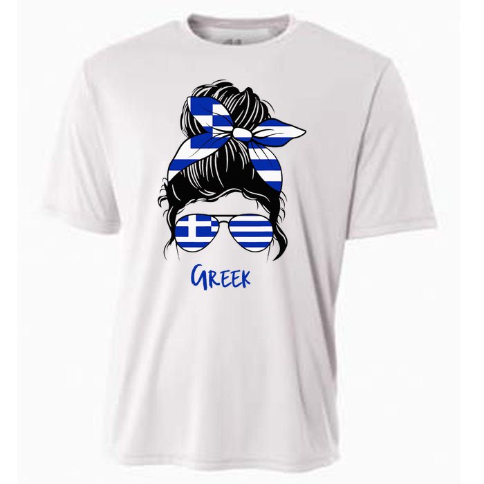 Greek Woman Greece Girl Flag Cooling Performance Crew T-Shirt