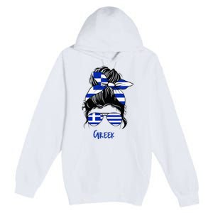 Greek Woman Greece Girl Flag Premium Pullover Hoodie