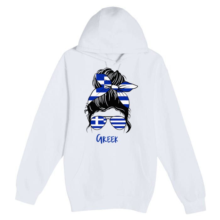 Greek Woman Greece Girl Flag Premium Pullover Hoodie