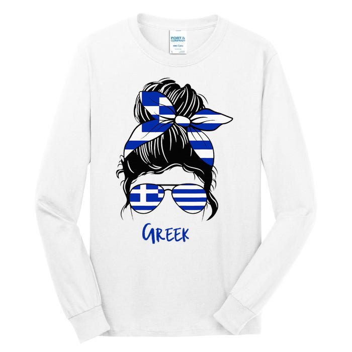 Greek Woman Greece Girl Flag Tall Long Sleeve T-Shirt