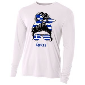 Greek Woman Greece Girl Flag Cooling Performance Long Sleeve Crew