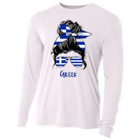 Greek Woman Greece Girl Flag Cooling Performance Long Sleeve Crew