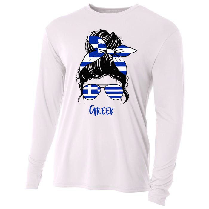 Greek Woman Greece Girl Flag Cooling Performance Long Sleeve Crew