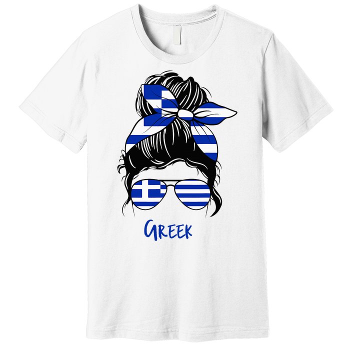 Greek Woman Greece Girl Flag Premium T-Shirt