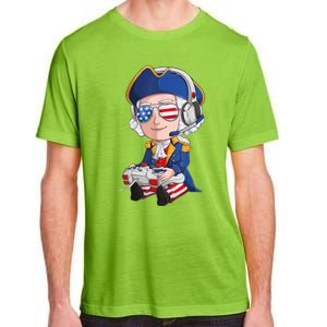 George Washington Gamer Fourth Of July USA Flag Boy Adult ChromaSoft Performance T-Shirt